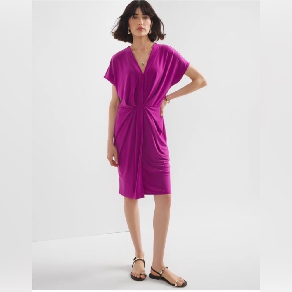 NWT WHBM Jersey Draped Neck Midi Dress - Large - $110